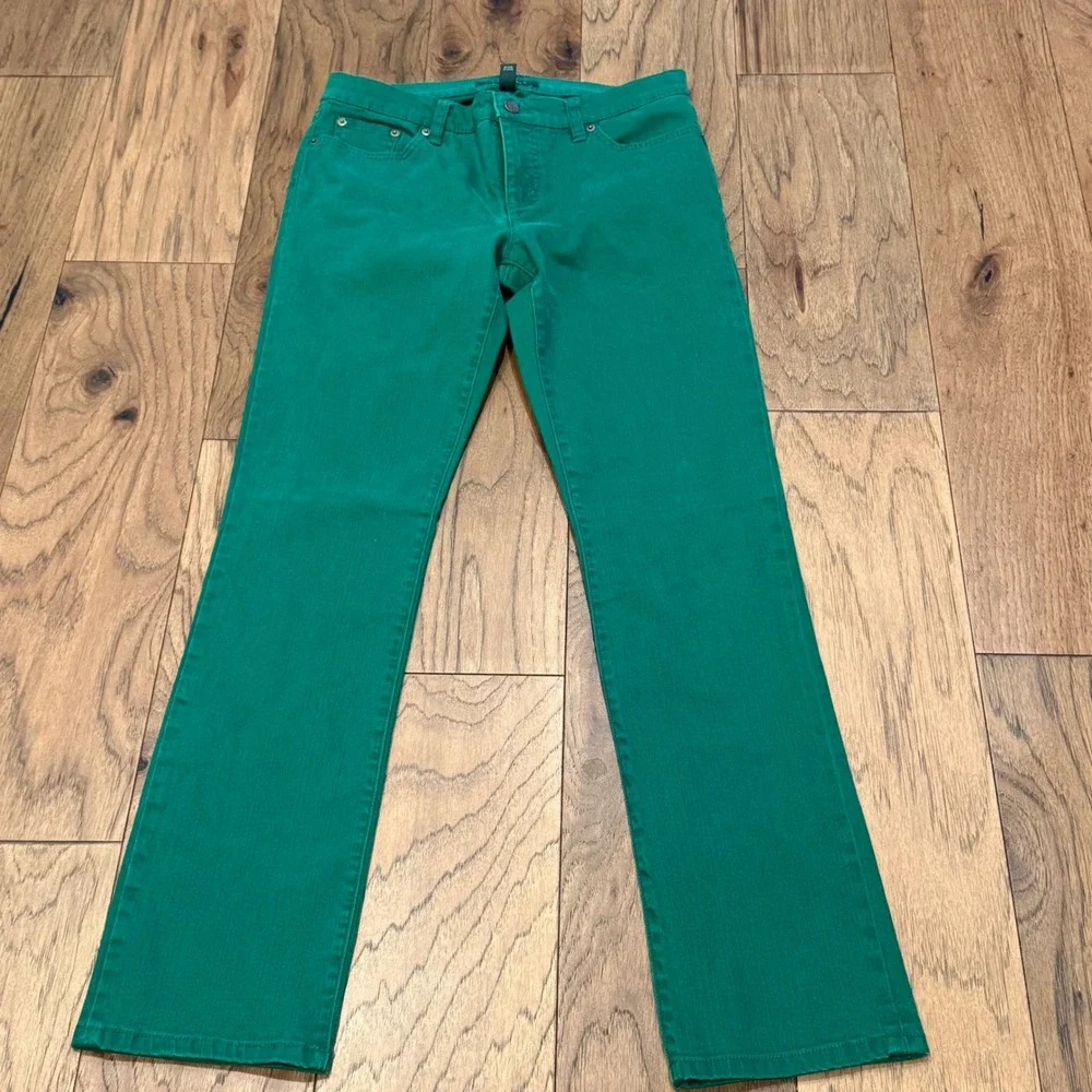 Lauren Ralph Lauren Modern Straight Leg Pants Green Womens Size 6 Cotton Stretch